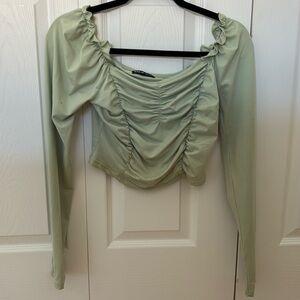 Sage Green Long Sleeve scrunched top
